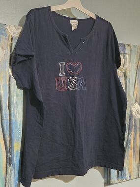 Fashion Bug Navy Tee with Rhinestone Accent